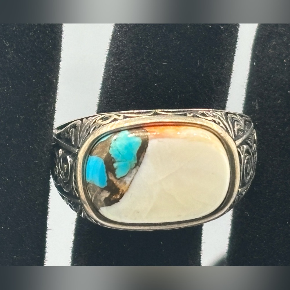 Silver Turquoise Men’s Statement Ring - image 5